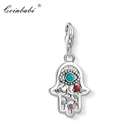 Подвеска в этническом стиле рука Фатимы, модные ювелирные изделия из настоящего аутентичного серебра 2019 пробы, подарок для женщин и мужчин, подходит для браслета, 925