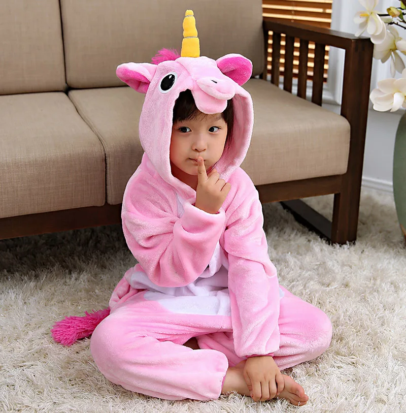 Детская Пижама Единорог одеяло Kigurumi комбинезон Детская мультяшная Пижама, комбинезон для девочек и мальчиков, Косплэй Фланелевая Пижама костюмы
