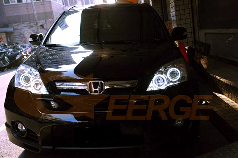 Для HONDA CR-V CRV 2007 2008 2009 2010 2011 проектор фары отлично ультра яркие красные/зеленые/комплект светодиодов «глаза ангела» дневные ходовые огни