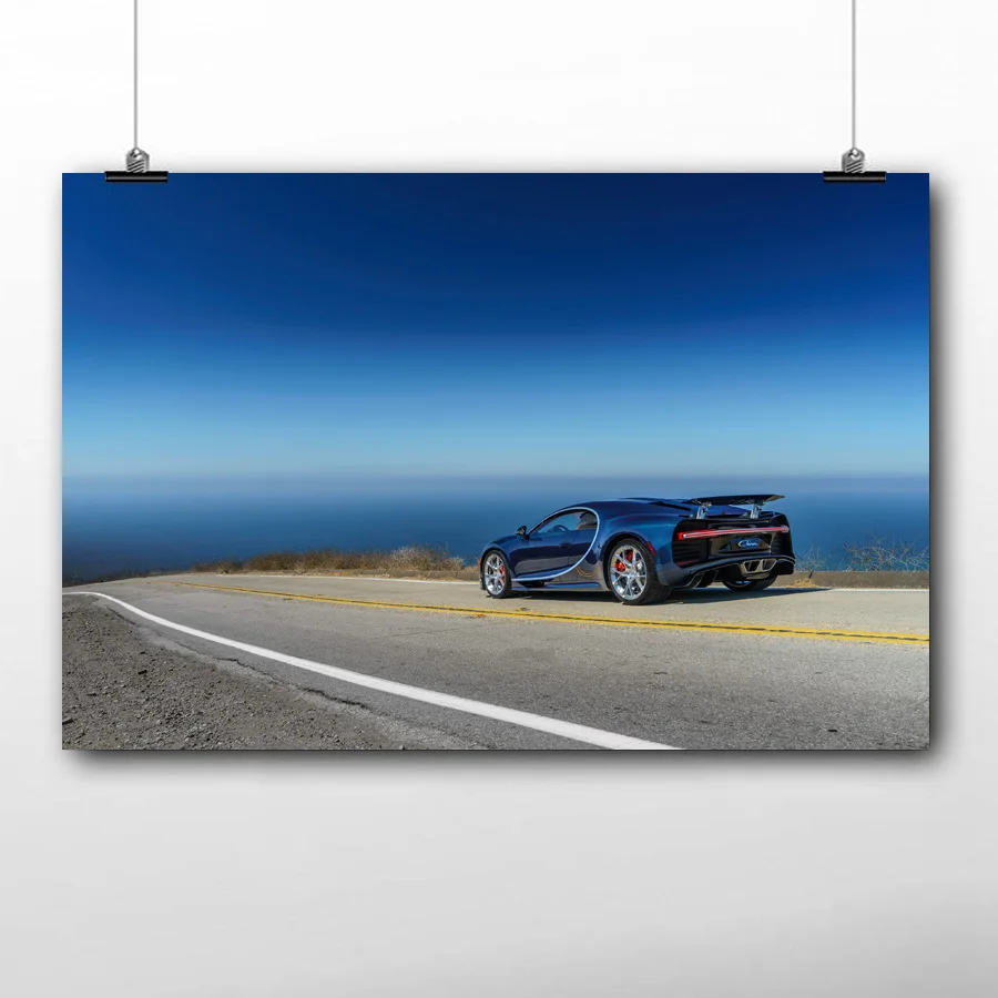 Лиловый Супер автомобильный плакат Bugatti Chiron Sport Auto Wall Art Холст печать для декора гостиной картина в рамке - Цвет: Лиловый