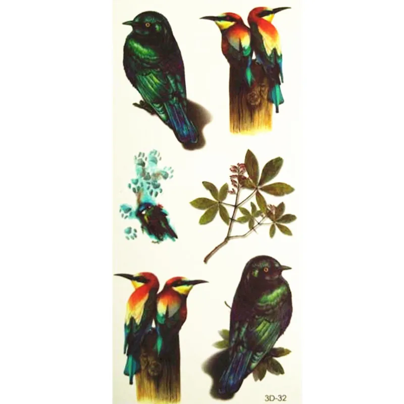 3D Реалистичная Красивая временная татуировка 19х9см яркая птица|bird stock|tattoo clothtattoo
