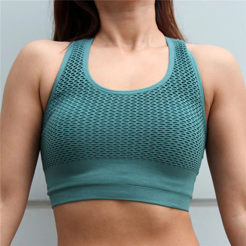 New Red Hollow Out Breathable Women Sexy Yoga Bra Workout Sport Push Up Shockproof Bras Vest Tank Tops Running Sportswear LL02 | Спорт и