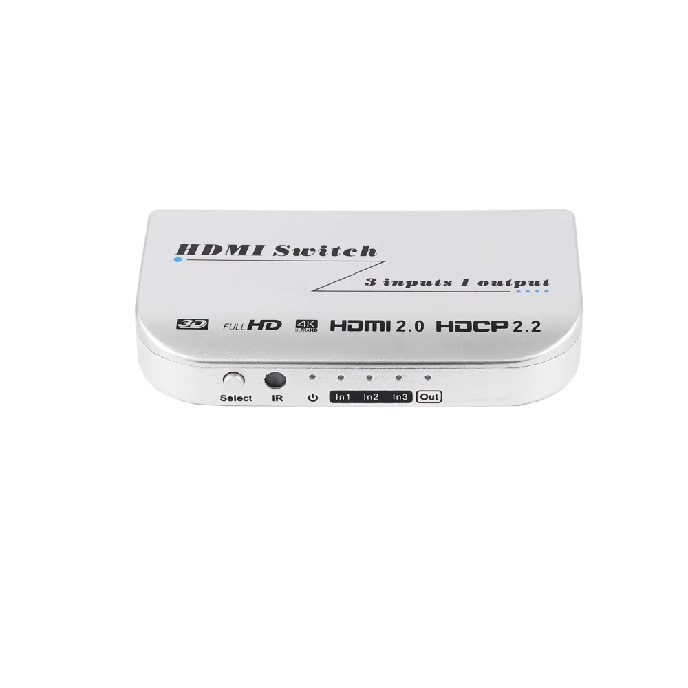 PUZHIJIE 4k @ 60Hz HDMI коммутатор 3 порта 3x1 Переключатель Поддержка HDR HDlitterCP 2 сквозной 3D