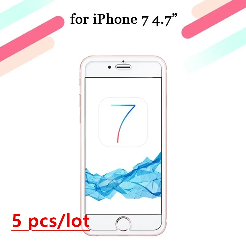 5 шт./лот закаленное стекло для iPhone 6 6S 7 крышка экран защитный смартфон Чехол 9 H