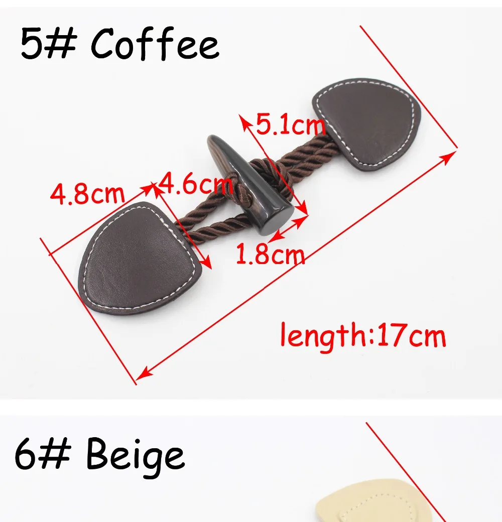 TQ 1Pcs/lot Ox Horn Toggle Sewing Button For Coat Jacket Black Brown DIY Garment Accessory Black Coffee brown beige HS02
