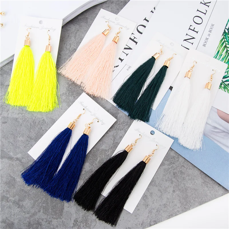 Модные женские серьги с кисточками 2020 Brincos Boho массивные бахромой круглые
