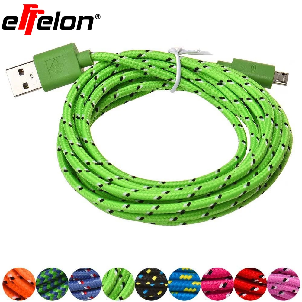 Effelon 1M/2M/3M Braided Wire Micro USB Cable 3ft Sync Nylon Woven Charger Cords For Samsung Galaxy S3 S4 S6 Blackberry SONY | Мобильные