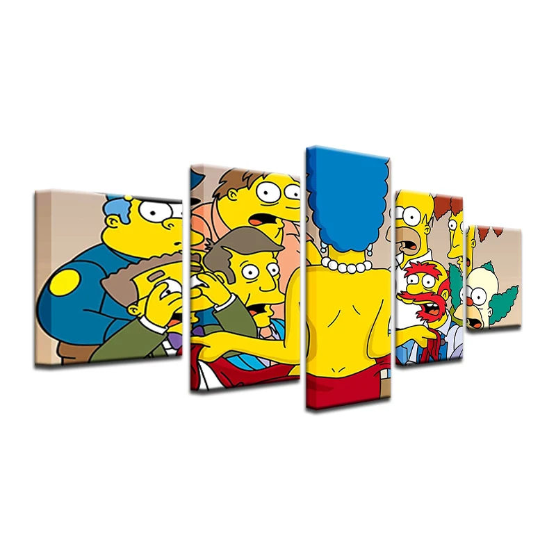 Искусство мультфильм Симпсоны аниме живопись на холсте мультфильмы 5 шт. рамка