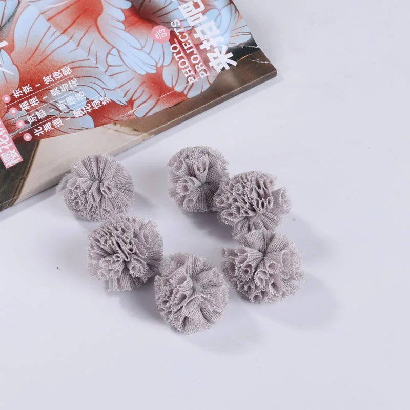 026 Light Gray 24 шт./лот 25 мм кружева Марля Эластичный цветок мяч DIY ручной работы плюшевый помпон подвеска-сетка для волос на голову свадебное платье аксессуары для шитья - Цвет: 026 Light Gray