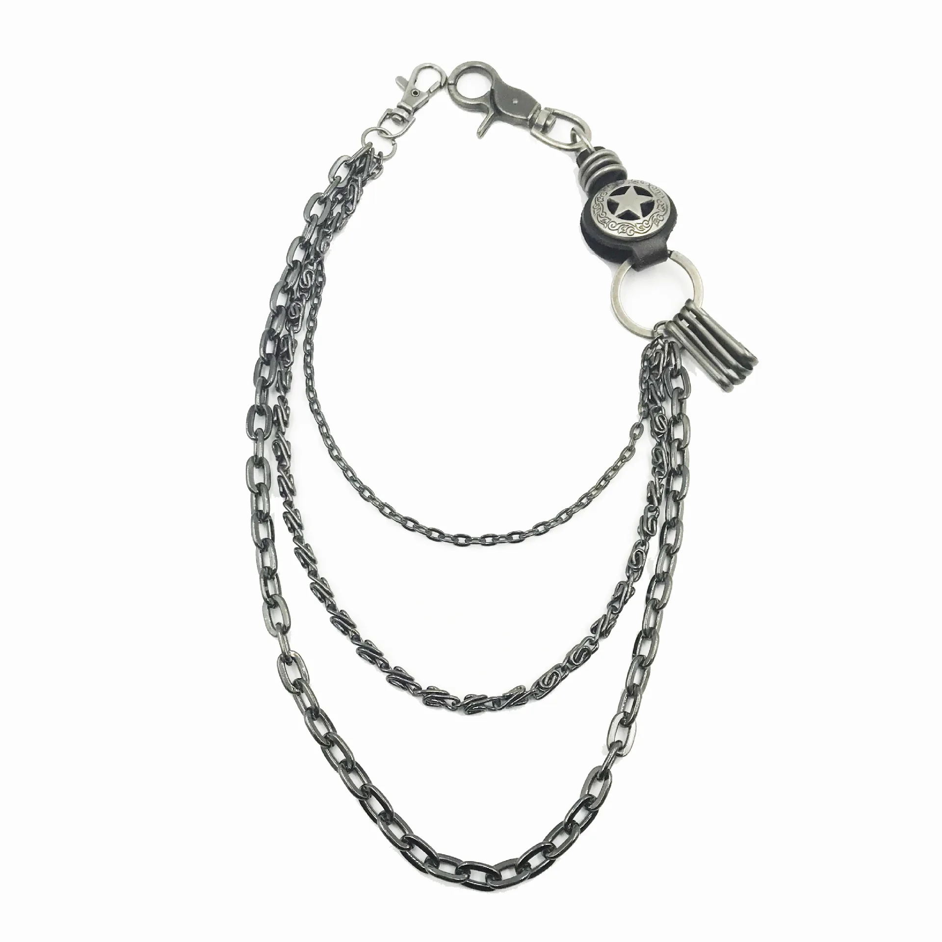 Мужской черный визуальный тяжелый металлический кошелек в стиле хип-хоп для брюк