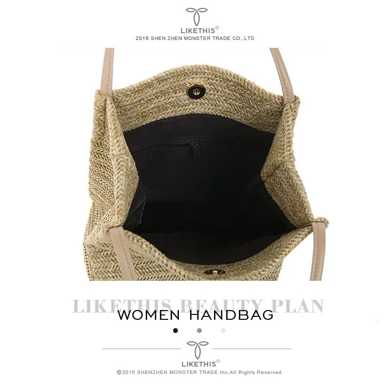 LIKETHIS новая женская сумка пляжная из ротанга тканая ручная работа шоппер вязаная