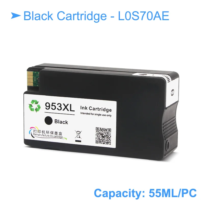 Для hp 953XL 953 XL hp 953 XL заменяемая картридж для hp Officejet Pro 7740 8210 8710 8715 8718 8720 8725 8728 8730 8740 - Цвет: 1PC Black Cartridge