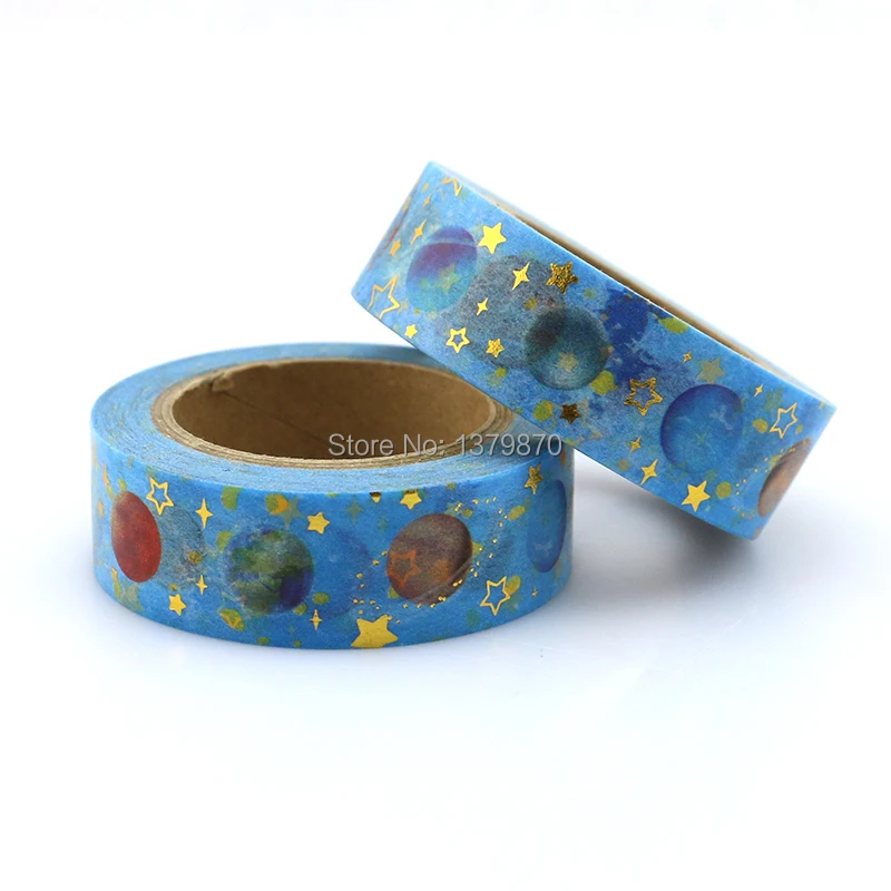

NEW 15mm*10M Brilliant Starry Planet Foil Washi Tape Star - High Quality Paper Adhesive Tape Blue Sticky Paper Tape Masking Tape