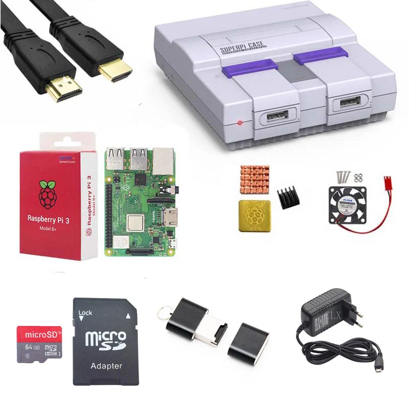 Чехол Retroflag SUPERPi Чехол-U NESPi чехол + Raspberry Pi 3 Model B/B комплекты 5 V 3A Power теплоотвод