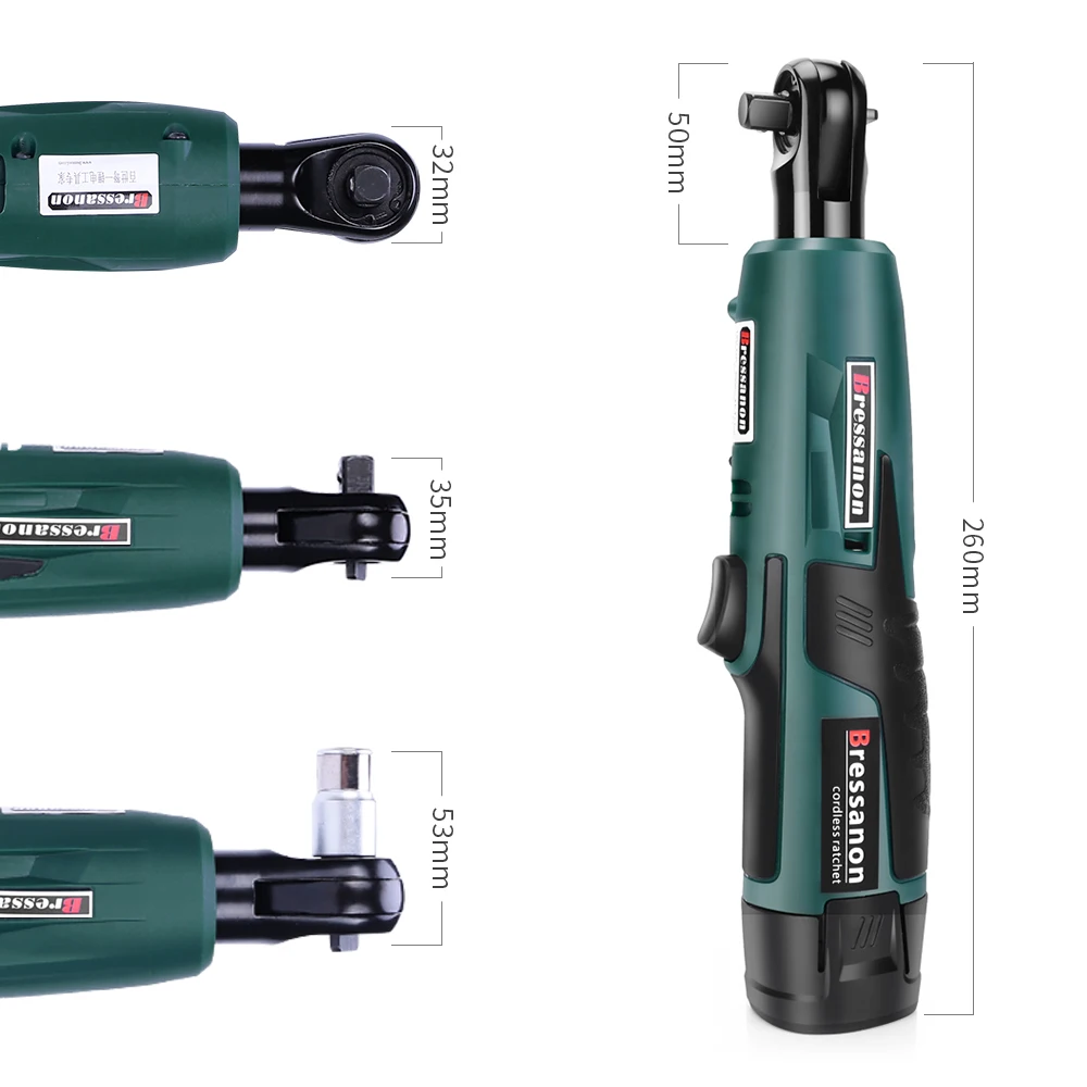 Bressanon 3/8 &quotЭлектрический Аккумуляторный Трещоточный ключ с 12 V 2000 mAh батарейный