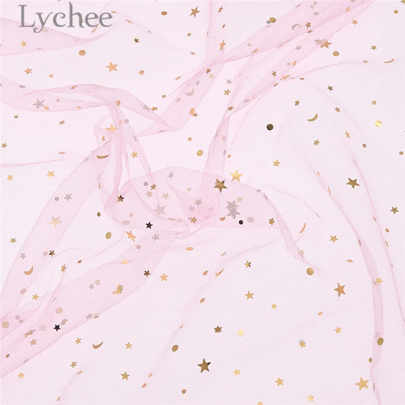 3 Lychee 50 см x 150 см Звезда Луна марлевая ткань высокого качества сетчатая ткань для шитья Ткань DIY материалы для вечернего платья - Цвет: 3