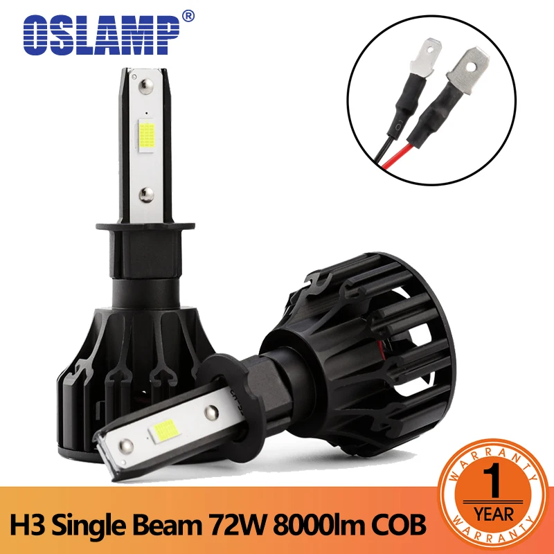 Oslamp T5 светодиодный головной свет 72 W фары для 6500 K H3 с переключением между дальним