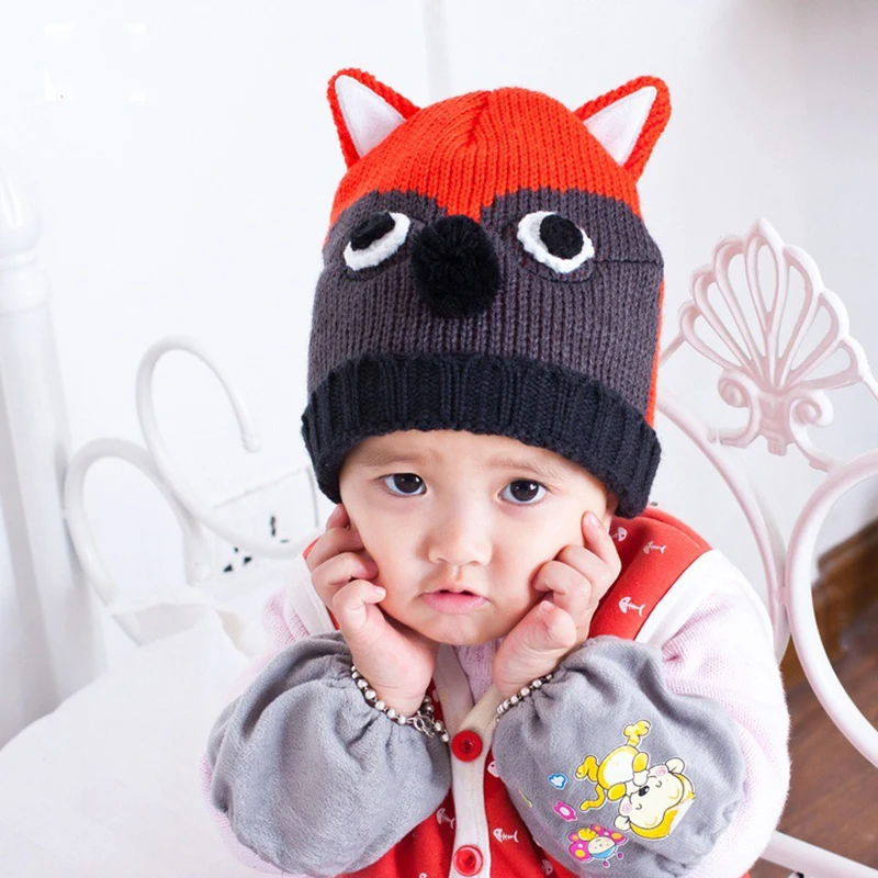 Детские шапки с рисунком лисы шапочки-бини для малышей вязаные крючком чепчик