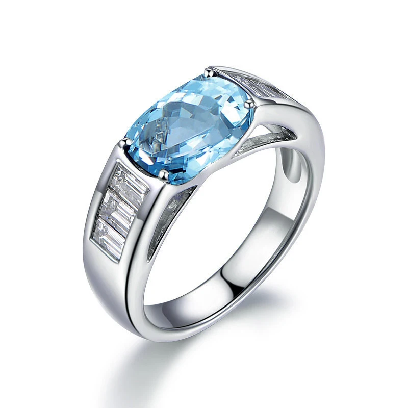 

QYI Fashion Natural Topaz Rings 925 Sterling Silver 4 ct Oval Cut Sky blue Topaz Jewelry For Women Natural Gemstone rings