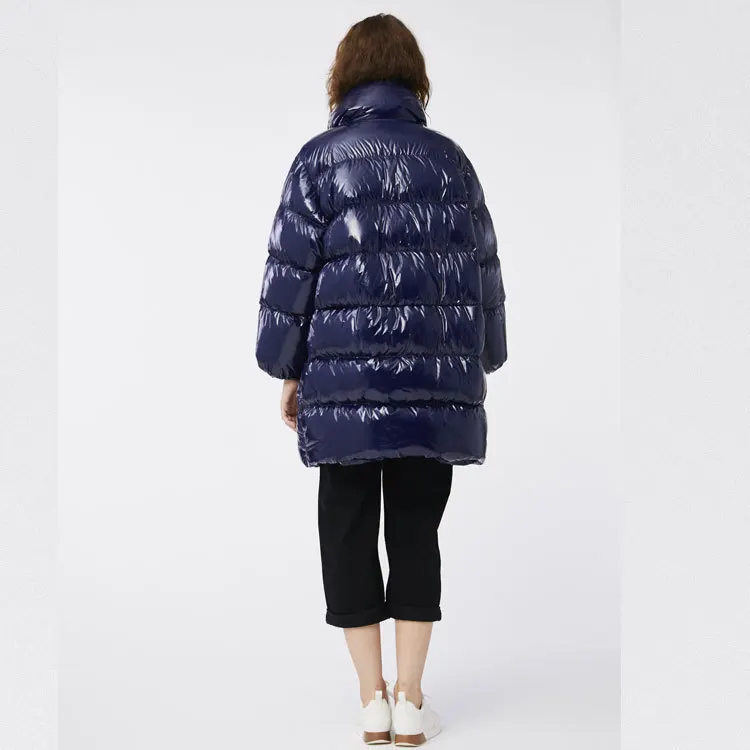 Purple Loose Down Jacket Fashion Thin Thick Winter Feather Jacket Coat Women Long Section Collar Casual Warm Overcoat Female 260