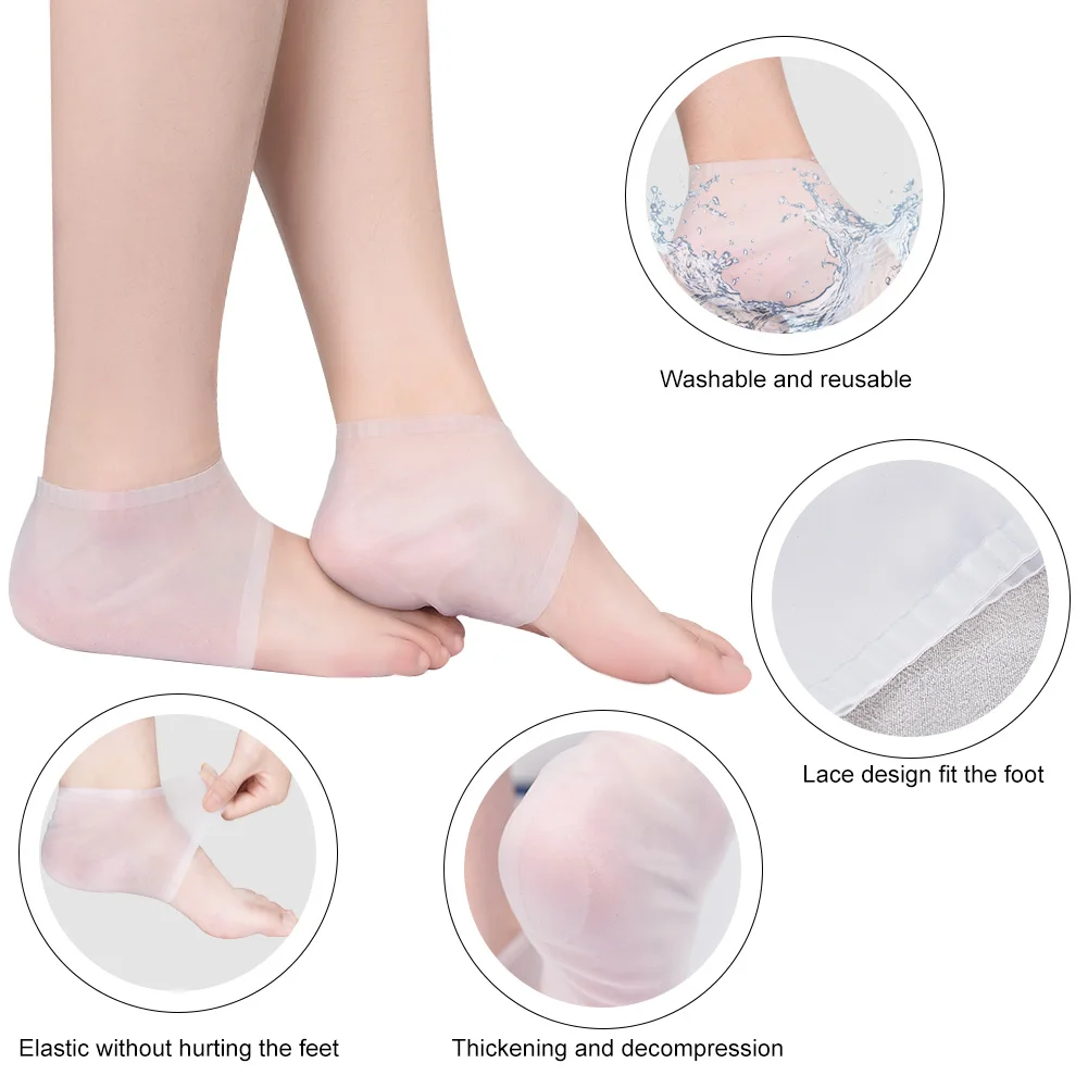 1 пара носочков для ухода за пяткой из силикагеля увлажняющие носочки против