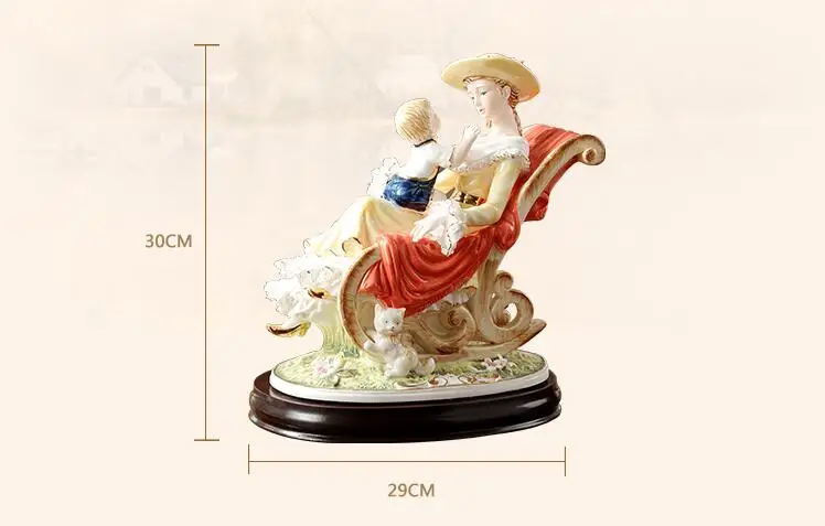 Высокое качество ручной работы керамика мать и сын фигурка изысканные