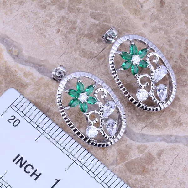 Комплект из кольца и серёг с фианитом 6 / 7 8 9 10 дюймов|silver jewelry set|jewelry setsearring pendant |