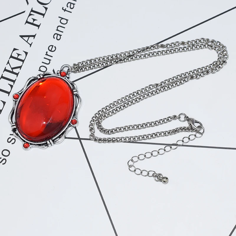 Винтажное ожерелье с подвеской из красного драгоценного камня для женщин