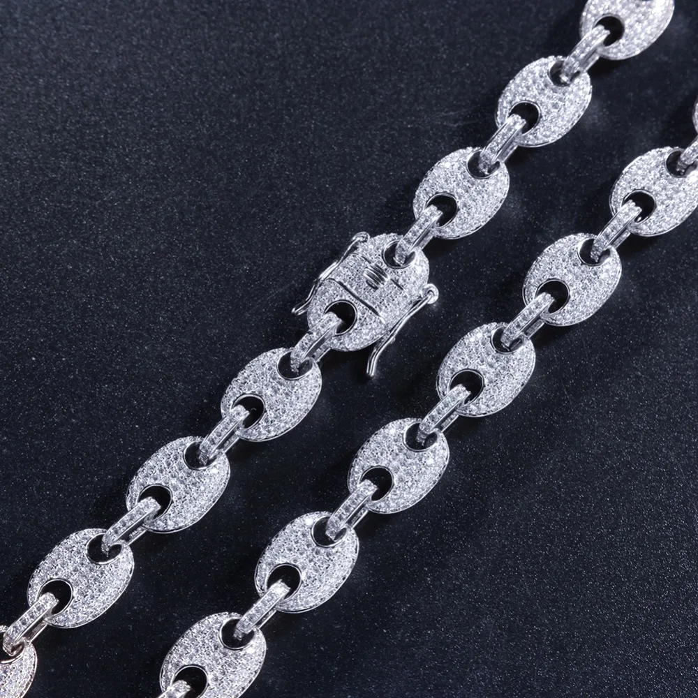 Men Hip hop iced out bling Chains Necklaces &amp Bracelet for 1set Zircon High quality Hiphop chain necklace jewelry luxury gifts |