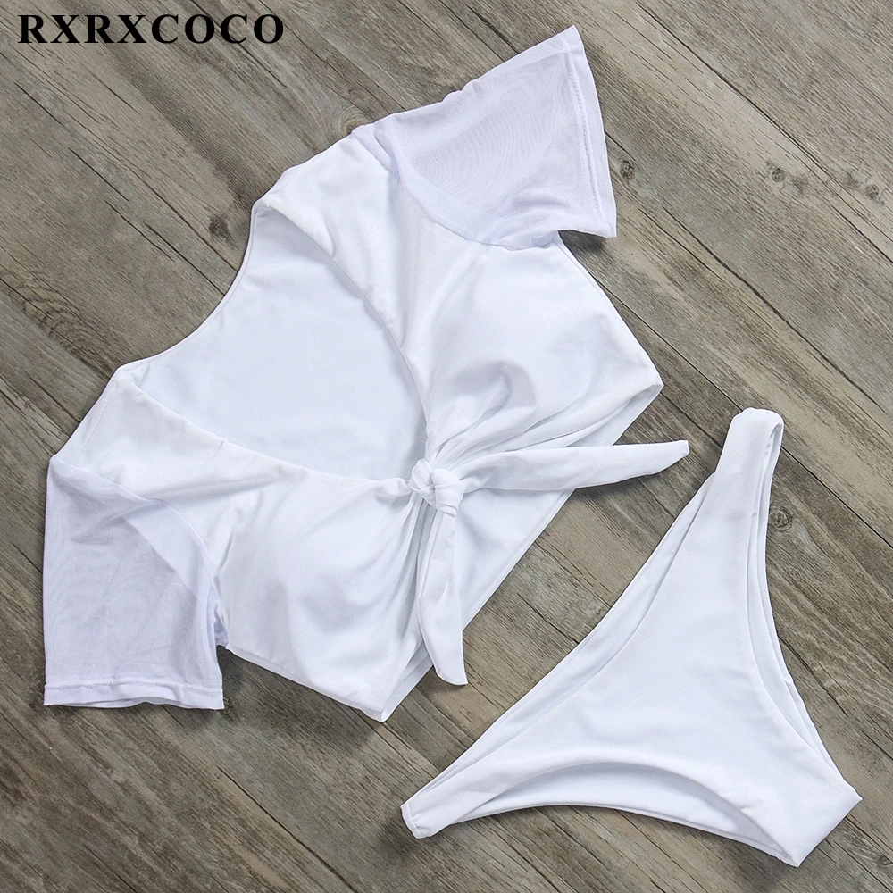 RXRXCOCO, новейший дизайн, купальник, женский купальник, комплект бикини, короткий рукав, купальный костюм, пуш-ап, бразильские бикини, пляжная одежда