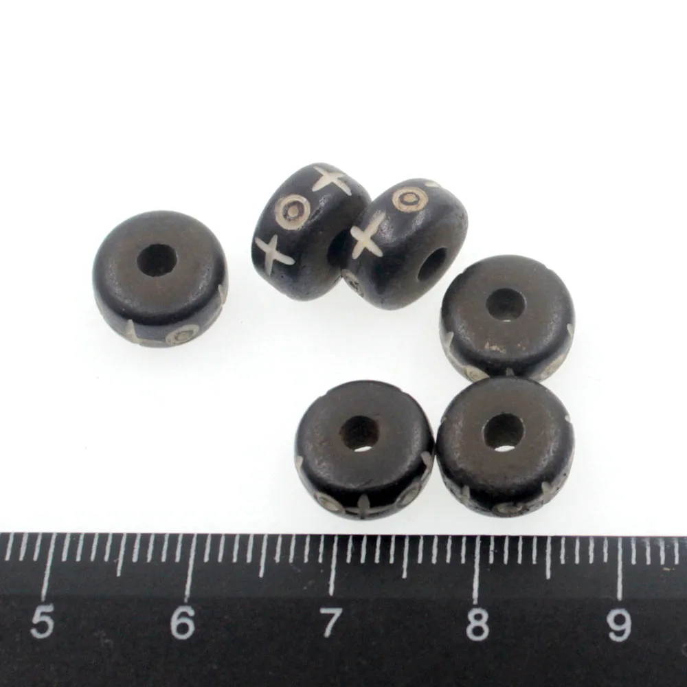 

TEVIDA R51 25pcs Natural OX Bone Beads For Jewelry Making Flat Round Loose Spacer Beads 5x 10mm Handmade Carved DIY Accessory