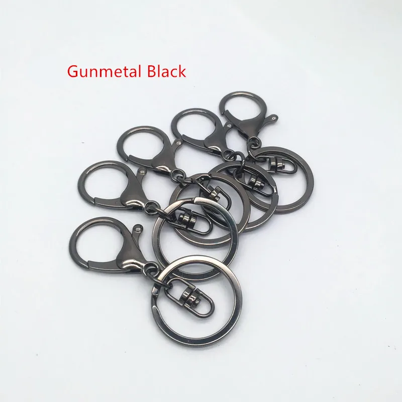Gunmetal black 5 шт./лот металлические поворотные крючки карабины застежки, золото/родий раздельный брелок кольца часть с цепочкой для шнурков поставки HK101 - Цвет: Gunmetal black