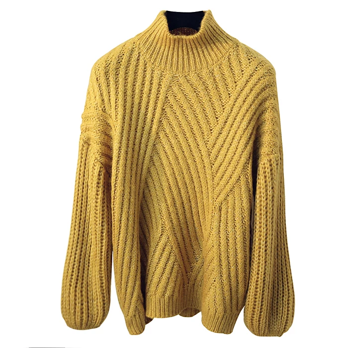 Свитера с высоким воротом длинные рукава пуловеры рукавами-фонариками