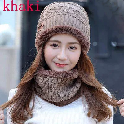 Scarf hat BINGYUANHAOXUAN,, мужские теплые шапки, шапка, шарф, зимняя шерстяная шапка, трикотажные мужские шапки, дамские вязаные шапки-бини, женские шапки, милитари - Цвет: Scarf hat