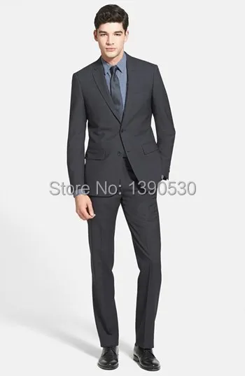 Костюм на заказ из 100% шерсти высокого качества черный лацкан с тупым углом две