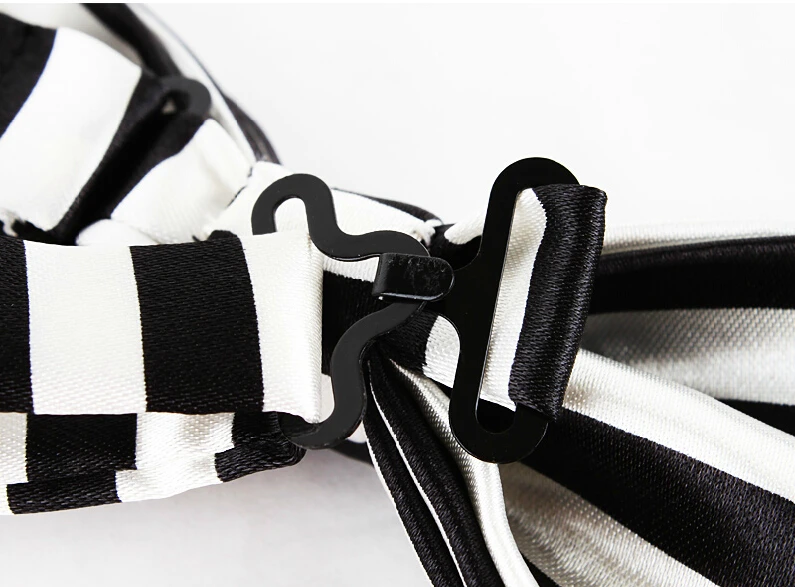 Elegant Black White Striped Bow Ties GROOM WEDDING BOW TIES Horizontal Stripes Contrasting Color Tie | Аксессуары для одежды