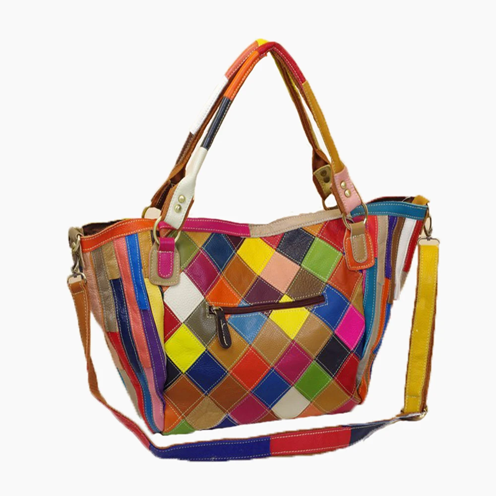 Женская сумка мессенджер Caerlif из натуральной кожи с цветком разных цветов