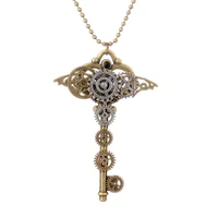 doreenbeads fashion steampunk necklace bronze beads chain gear bronze gear key pendant trendy punk series jewelry gift1 piece