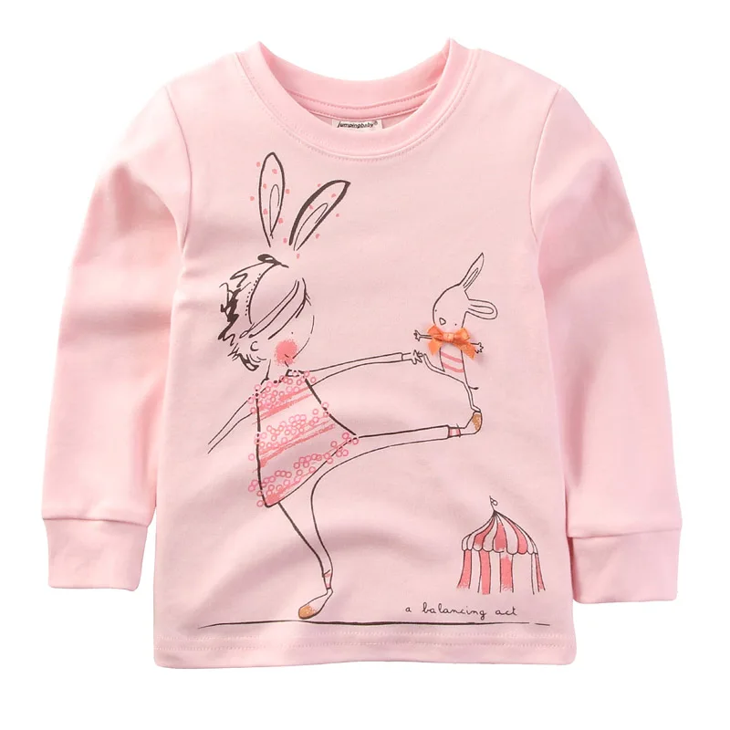 Jumpingbaby/ г. Футболка для девочек Одежда для маленьких девочек Детские футболки с длинными рукавами хлопковая Футболка Camiseta roupas infantis menina Rabbit
