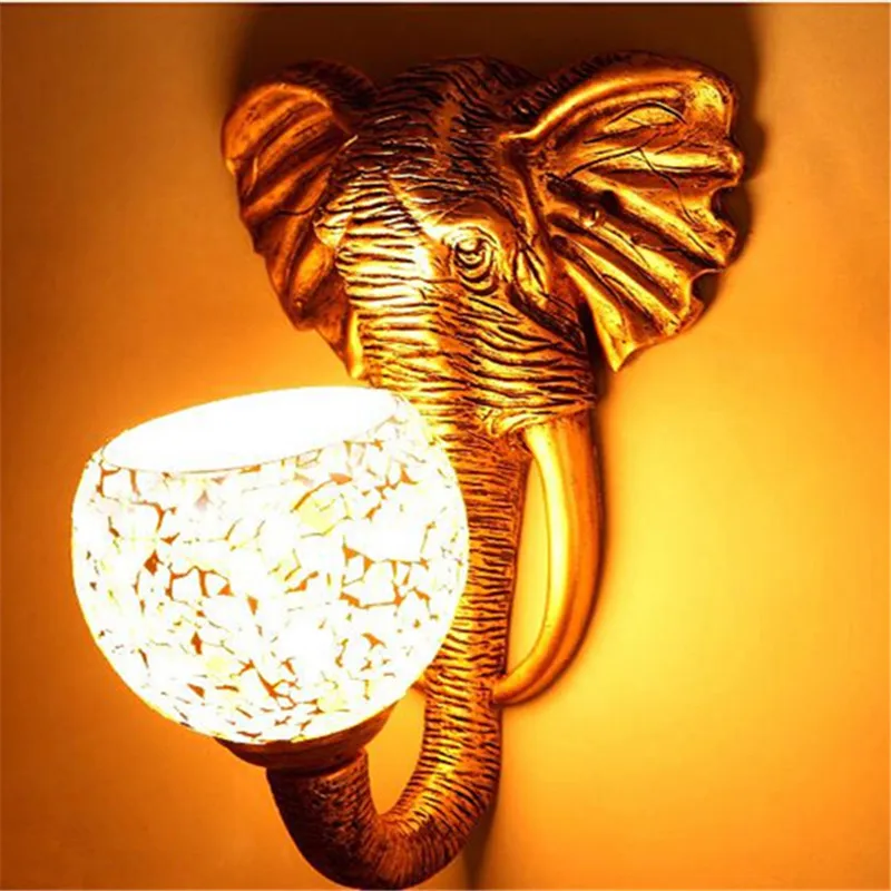 Wonderland China Southeast Asia Style Elephant Wall Lamp Luxury Lighting E27 Glass Lampshade Hot Sell For Home Top Fashion WL-2 | Освещение