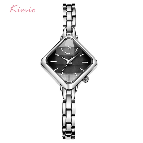 silver black Kimio Брендовые женские часы-браслет простые женские прямоугольное платье кварцевые часы браслет из нержавеющей стали наручные часы для женщин часы - Цвет: silver black