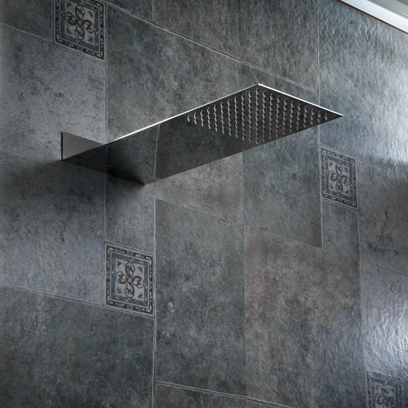 langyo chromeblack bathroom shower nozzle pressure into the wall concealed shower head ultra thin stainless steel shower head free global shipping