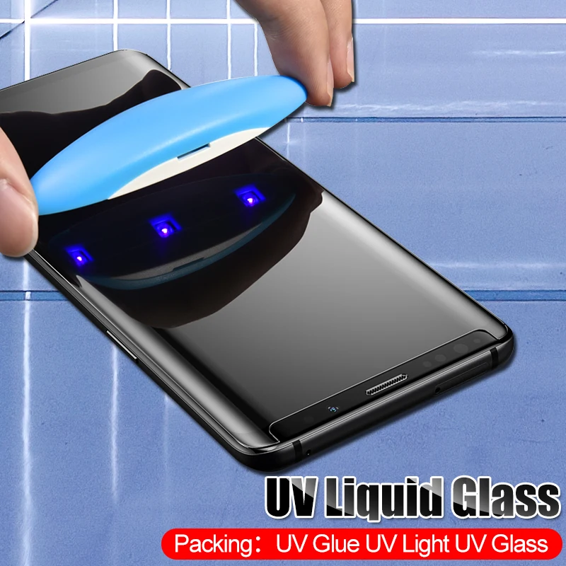 Ультрафиолетовый жидкий Полный Клей закаленное стекло для samsung Galaxy S10E S8 S9 S10 PLus Защитная пленка для экрана Note 8 9 защитное стекло