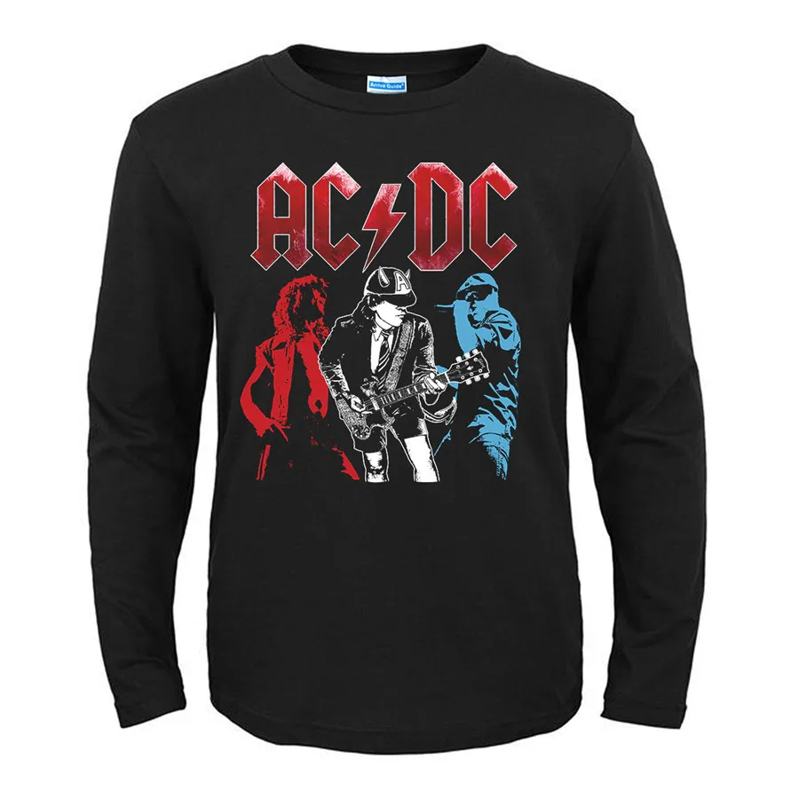 9 дизайнов винтажная ACDC AC/DC рок брендовая гитара Мужская и женская рубашка с длинными рукавами хэви-метал, панк стиль Фитнес тяжелый рок рокер