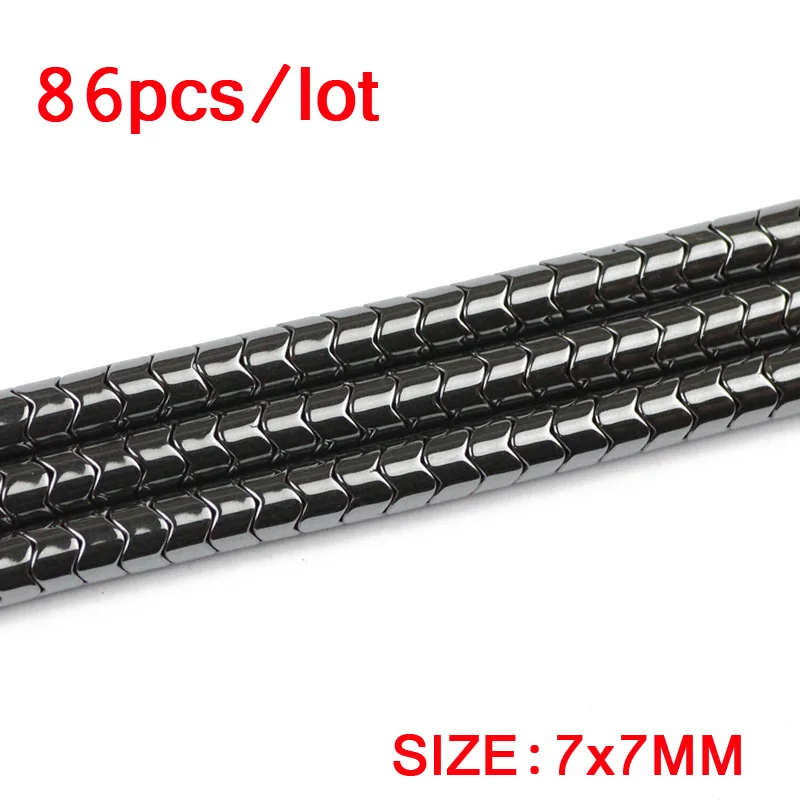 7mm 86pcs JHNBY Шестерни черные гематитовые бусины 7/5 мм Натуральный камень магнетит, с геометрическим узором, свободного покроя бусины для изготовления ювелирных изделий браслет ювелирных изделий DIY аксессуары - Цвет: 7mm 86pcs