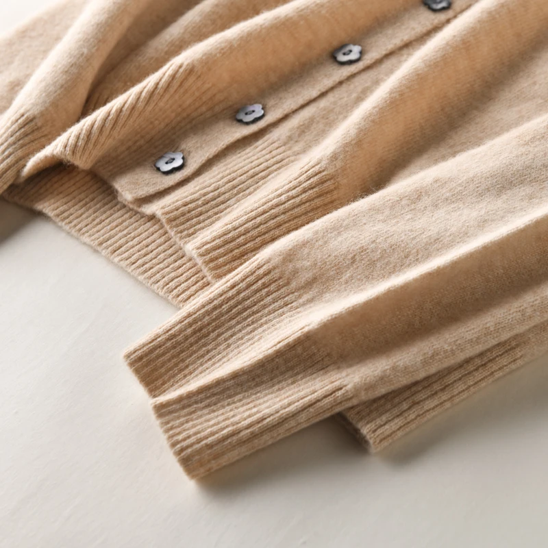 

BELIARST 2021 Early Spring New Pure Wool Cardigan Women V-neck Slim Short Paragraph Genuine Cashmere Knit Sweater Coat