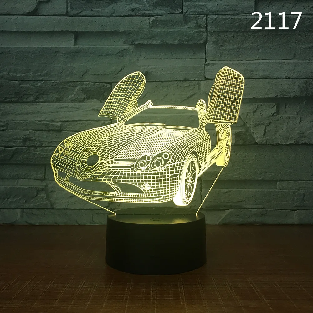 По форме спортивного автомобиля 3D ночник 7 цветов Изменение светодиодный ночник USB Умный дом украшение Новинка лампа Индукционная настольная лампа - Цвет: Style 14