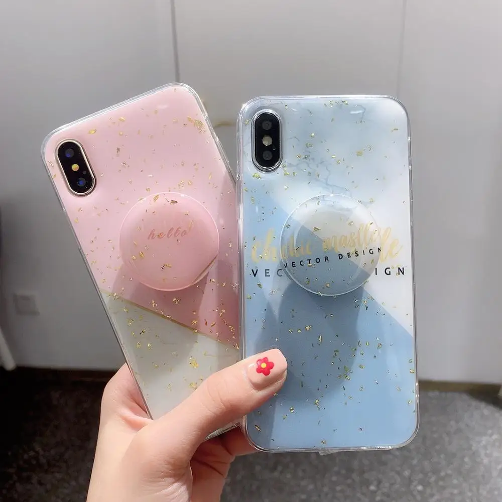 Zxtrby простой Блестящий Мягкий чехол для сотового телефона с держателем iphone XS XR XSMax
