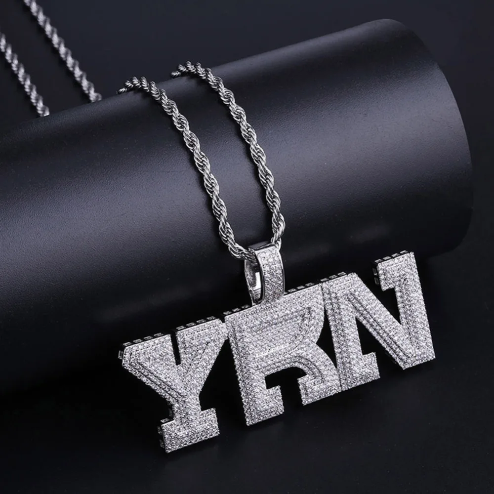 Модное ожерелье с кубическим цирконием, ожерелье с цепочкой YRN, дизайнерский кулон с буквами, хип-хоп Ювелирная цепочка, массивное ожерелье, шикарный подарок