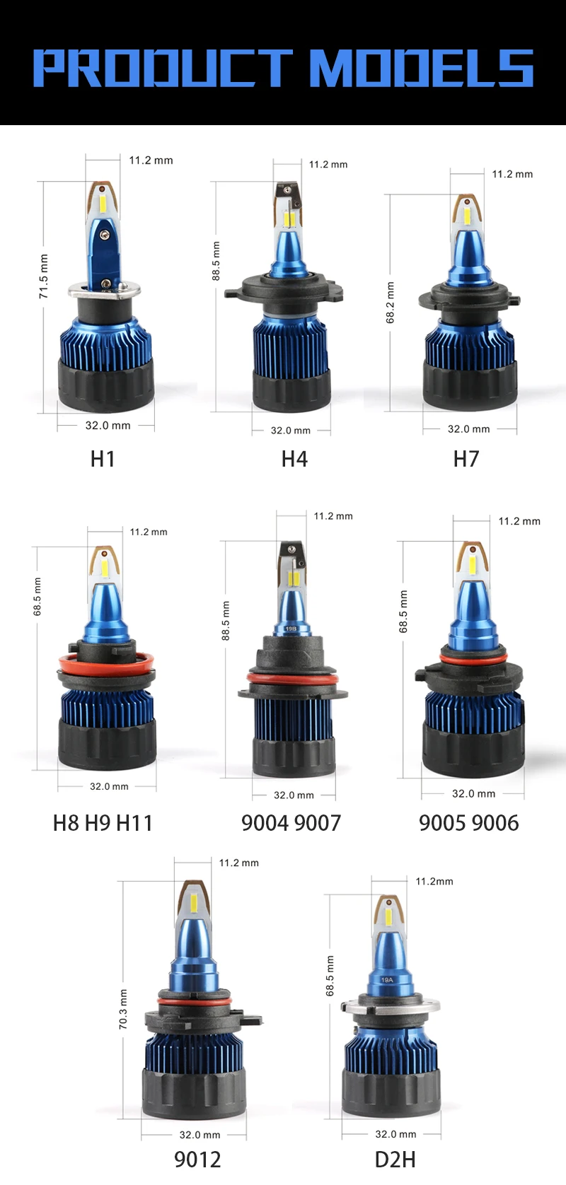 Xenplus 1 шт. новые фар H1 H4 H11 H7 H3 H27 880 9005 9006 супер мини-Светодиодная лампа H13 9004 9007 6000LM 6000 K 12В противотуманный фонарь 30 w